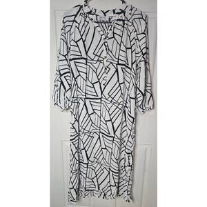 White Paradigm Long Dress with 3/4 sleeves- Ava Sky size Small